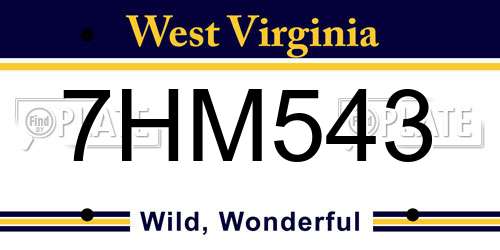7HM543 West Virginia License Plate