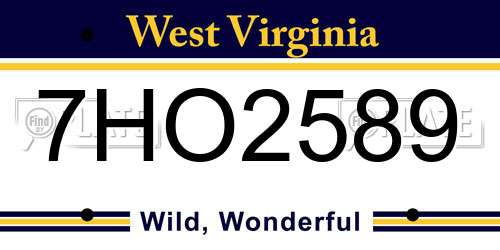 7HO2589 West Virginia License Plate