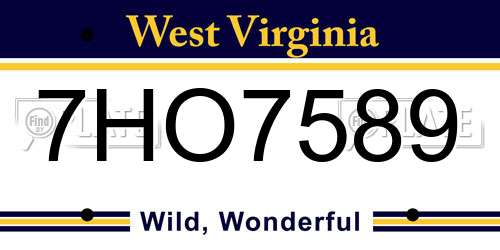 7HO7589 West Virginia License Plate