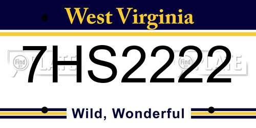 7HS2222 West Virginia License Plate