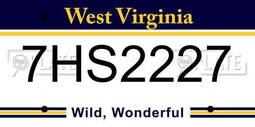 7HS2227 West Virginia License Plate