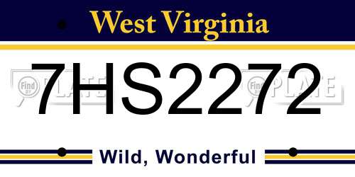 7HS2272 West Virginia License Plate