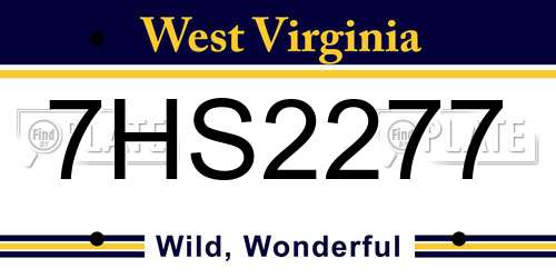 7HS2277 West Virginia License Plate