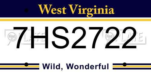 7HS2722 West Virginia License Plate