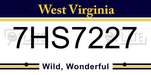 7HS7227 West Virginia License Plate