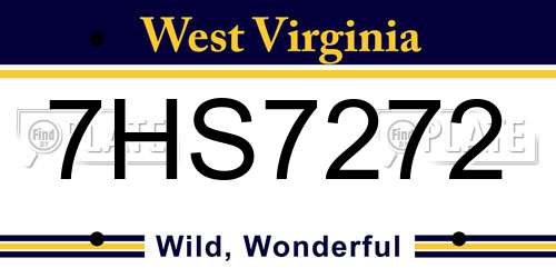 7HS7272 West Virginia License Plate