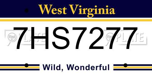 7HS7277 West Virginia License Plate