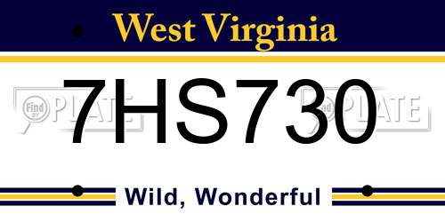 7HS730 West Virginia License Plate