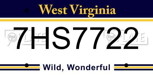 7HS7722 West Virginia License Plate