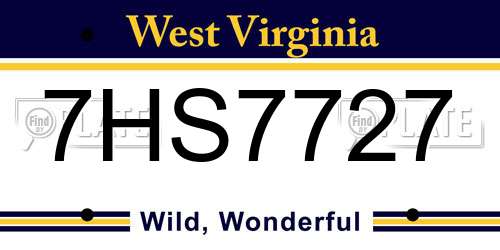 7HS7727 West Virginia License Plate