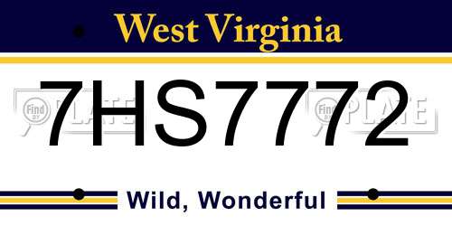 7HS7772 West Virginia License Plate