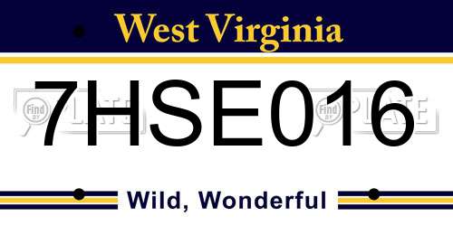 7HSE016 West Virginia License Plate