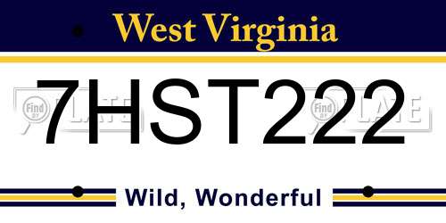 7HST222 West Virginia License Plate