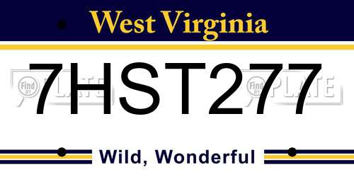 7HST277 West Virginia License Plate