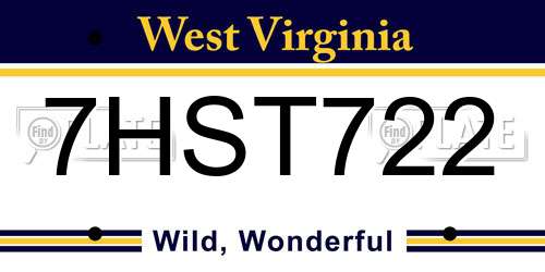 7HST722 West Virginia License Plate