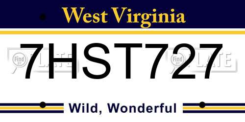 7HST727 West Virginia License Plate