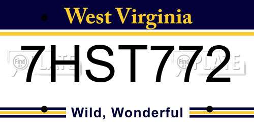 7HST772 West Virginia License Plate