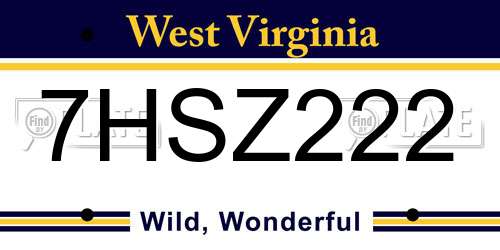 7HSZ222 West Virginia License Plate