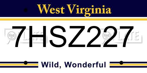 7HSZ227 West Virginia License Plate