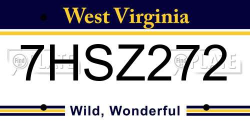 7HSZ272 West Virginia License Plate