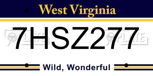 7HSZ277 West Virginia License Plate