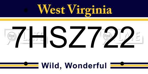 7HSZ722 West Virginia License Plate