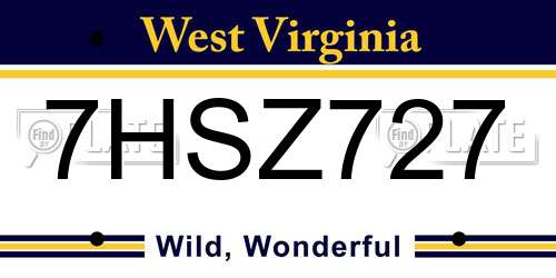7HSZ727 West Virginia License Plate