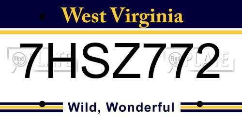 7HSZ772 West Virginia License Plate