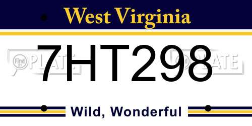 7HT298 West Virginia License Plate
