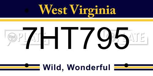7HT795 West Virginia License Plate