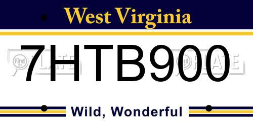 7HTB900 West Virginia License Plate