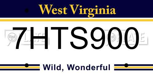 7HTS900 West Virginia License Plate