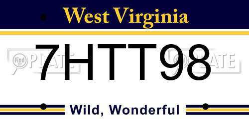 7HTT98 West Virginia License Plate