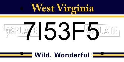 7I53F5 West Virginia License Plate