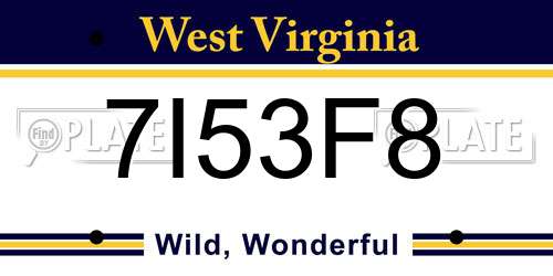 7I53F8 West Virginia License Plate