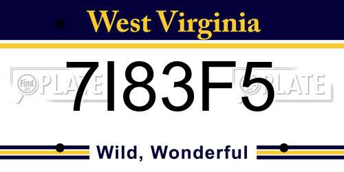 7I83F5 West Virginia License Plate