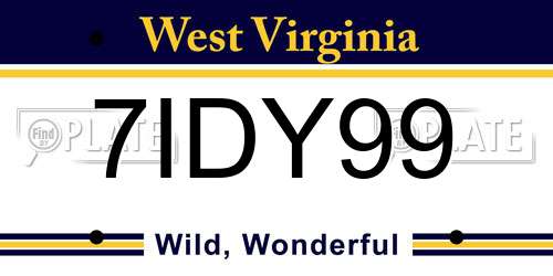 7IDY99 West Virginia License Plate