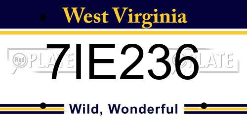 7IE236 West Virginia License Plate