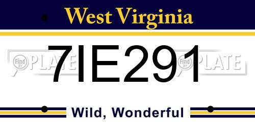7IE291 West Virginia License Plate
