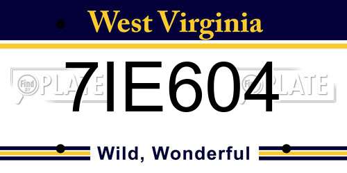 7IE604 West Virginia License Plate