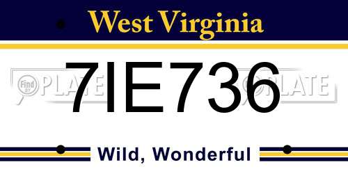 7IE736 West Virginia License Plate