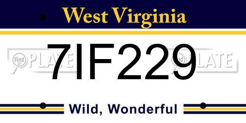 7IF229 West Virginia License Plate