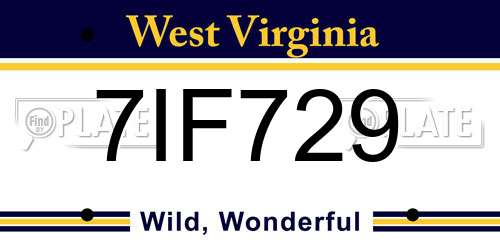7IF729 West Virginia License Plate