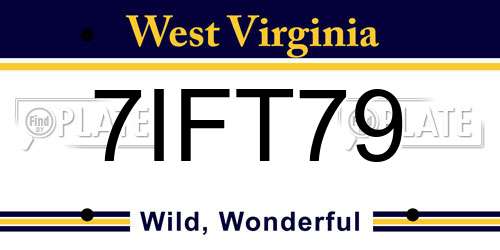 7IFT79 West Virginia License Plate