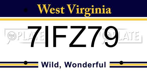 7IFZ79 West Virginia License Plate