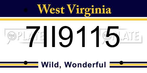 7II9115 West Virginia License Plate