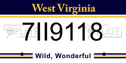 7II9118 West Virginia License Plate