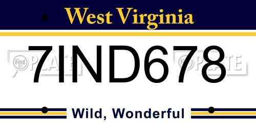 7IND678 West Virginia License Plate