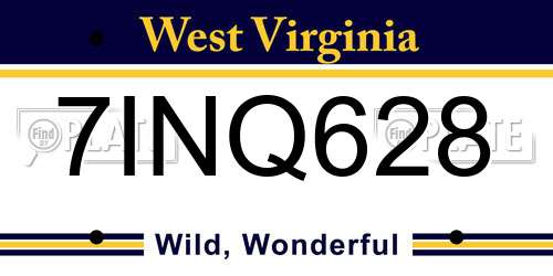 7INQ628 West Virginia License Plate