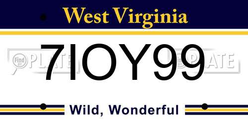 7IOY99 West Virginia License Plate